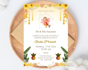 Griha Pravesh Invitation: Indian Housewarming Party Invite (Digital)
