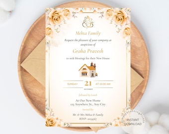 Indian Housewarming Invitation: Gruha Pravesham, Vaastu Pooja (Digital)