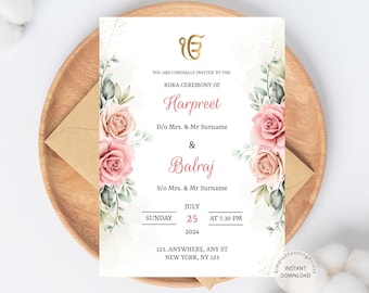 Floral Roka Ceremony Invitation: Indian Engagement Invite (Digital Download)