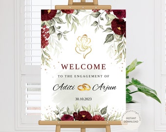 Indian Engagement Welcome Sign | Roka Ceremony Sign | Engagement Decor | Ring Ceremony Welcome Sign | Welcome to our Engagement DIY Poster