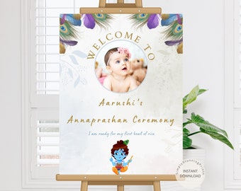 Editable Annaprasana Welcome Sign: Rice Feeding Ceremony (Digital)