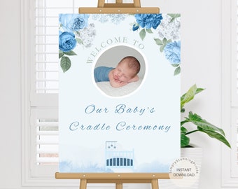Editable Cradle Ceremony Photo Welcome Sign | Naming Ceremony Entry Sign | Baby Cradle Decor | Printable DIY Template