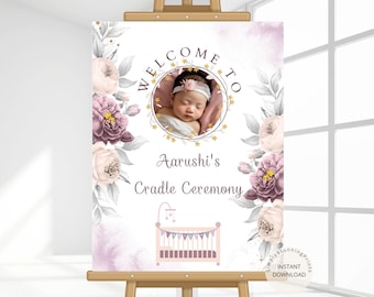 Editable Baby Cradle Welcome Sign | Naming Ceremony Entry Sign | Cradle Ceremony Decoration | Printable DIY Template | DIGITAL DOWNLOAD