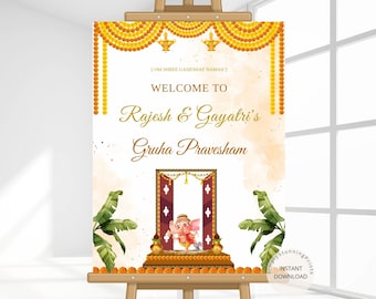 Graha Pravesham Welcome Sign as Griha Pravesh | Indian Housewarming Welcome Sign | | Housewarming Decoration | DIGITAL DOWNLOAD