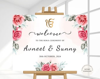 Floral Roka Ceremony Welcome Sign: DIY Engagement Poster (Digital Download)