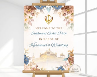 Sukhmani Sahib Ji Path Welcome Sign | Sikh Wedding Welcome Sign | Akhand Path Sign | Sukhmani Sahib Ji Sign | DIGITAL DOWNLOAD