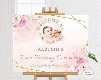 Rice Feeding Ceremony Welcome Sign | Pasni Ceremony Welcome Sign | Annaprasan Welcome Poster | Baby Rice Feeding Decor | DIGITAL DOWNLOAD