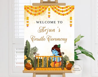 Indian Traditional Cradle Ceremony Welcome Sign | Naming Ceremony Entry Sign | Baby Cradle Decoration | Printable DIY Welcome Poster