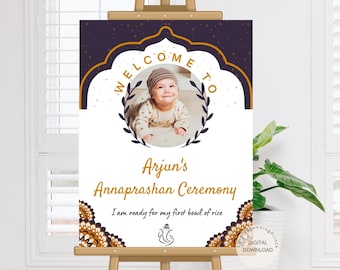 Annaprashan Welcome Sign | Weaning Ceremony Welcome Sign | First Rice Feeding Ceremony | Printable Welcome Poster