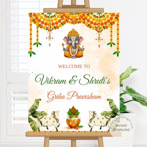 Indian Griha Pravesh Welcome Sign: Traditional Housewarming Decor (Digital Download)