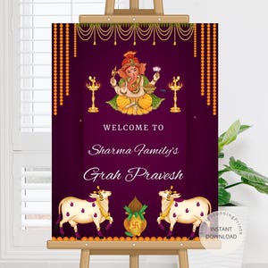 Indian Housewarming Welcome Sign: Graha Pravesh Decor (Digital Download)