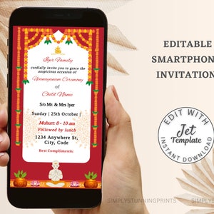 Upanayanam Ceremony Invitation: Traditional Indian Thread Ceremony (Digital Mobile Invite)