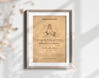 Wydruk Shanti Mantra: Dekoracja pokoju modlitewnego w języku sanskryckim (pobranie cyfrowe)