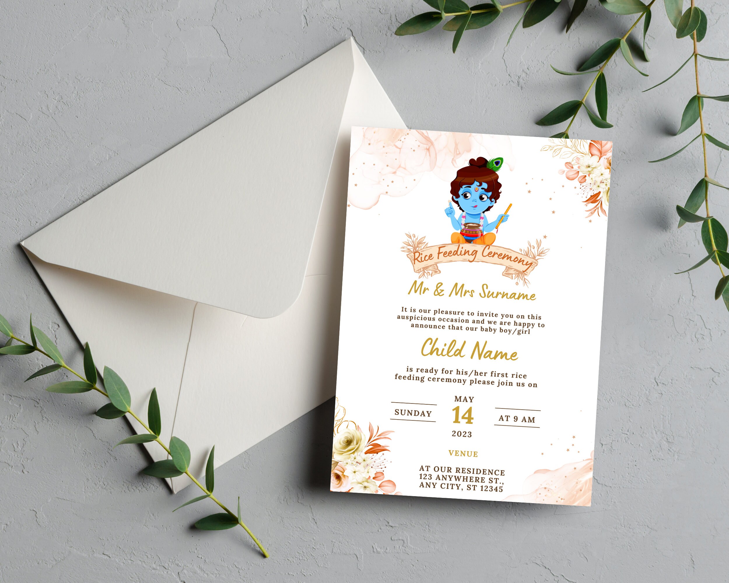 Rice Feeding Ceremony Invitation Card Annaprashan Ceremony Invite