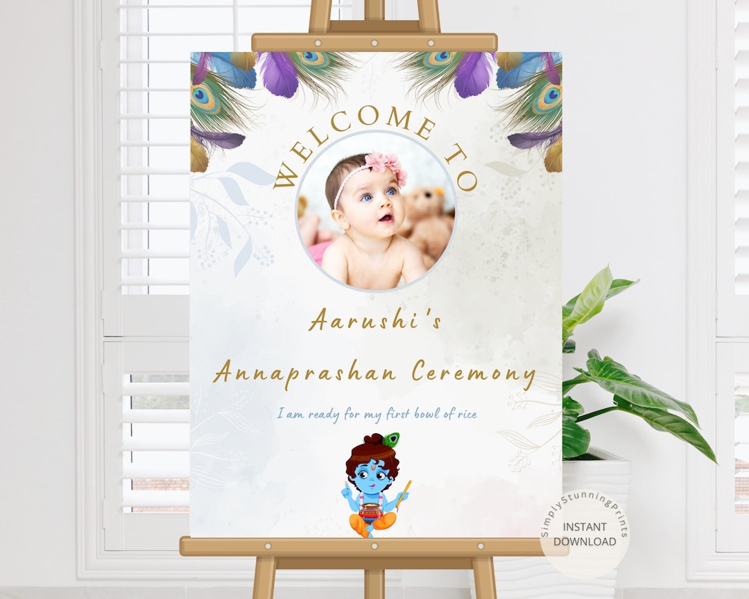 Yellow Rice Ritual Poster Editable Annaprasana Welcome Sign: Rice Feeding Ceremony (digital) - Etsy