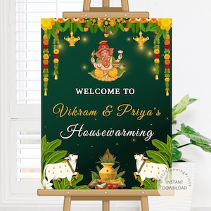 Indian Graha Pravesh Welcome Sign: Housewarming Decor (Digital Download)