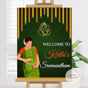 Sreemantham Willkommensschild | Indische Babyparty Willkommensschild | Godh Bharai Willkommensschild | Babyparty Dekoration | DIGITALER DOWNLOAD