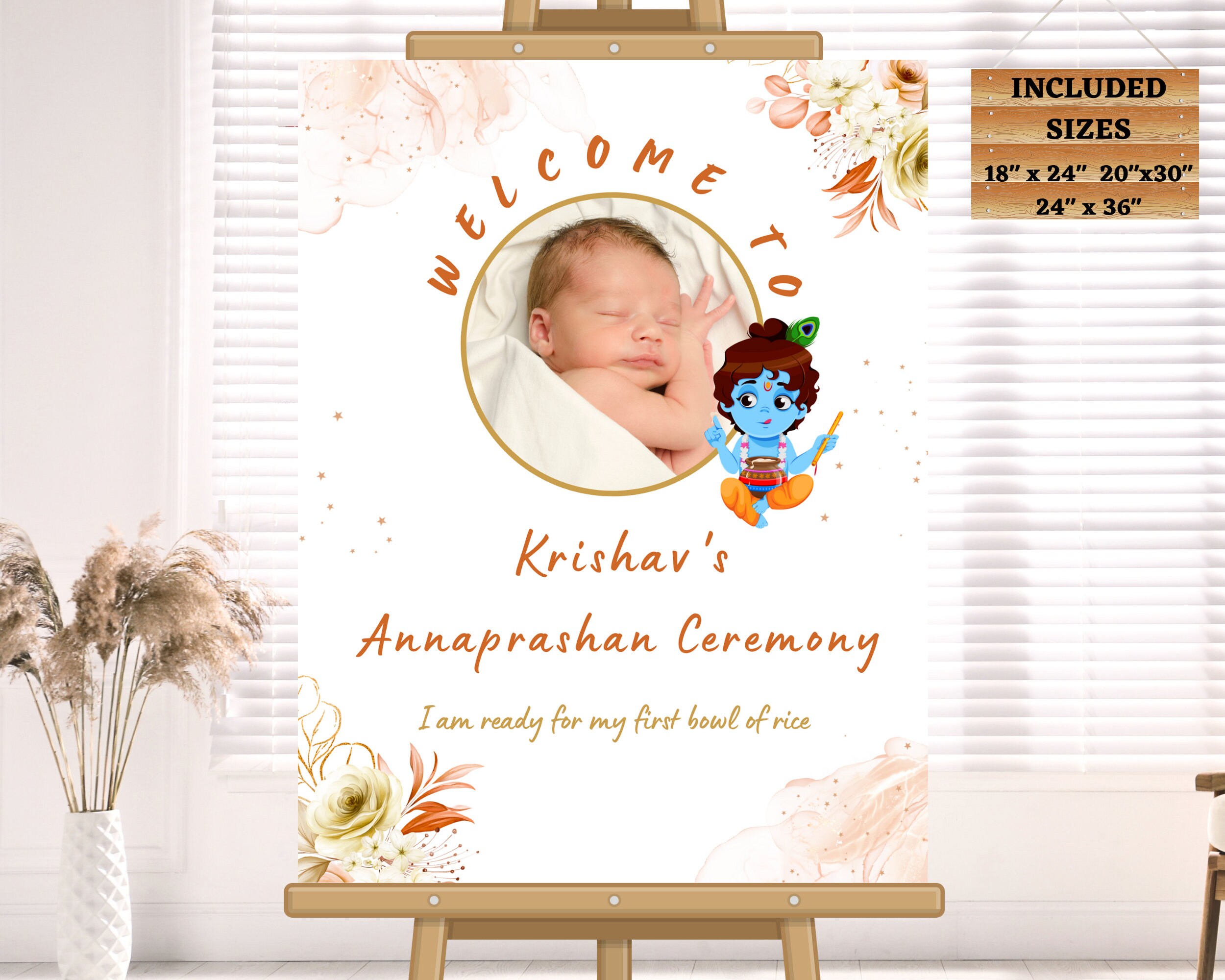 Yellow Rice Ritual Poster Annaprashan Welcome Sign: First Rice Ceremony Decor (digital Download ...