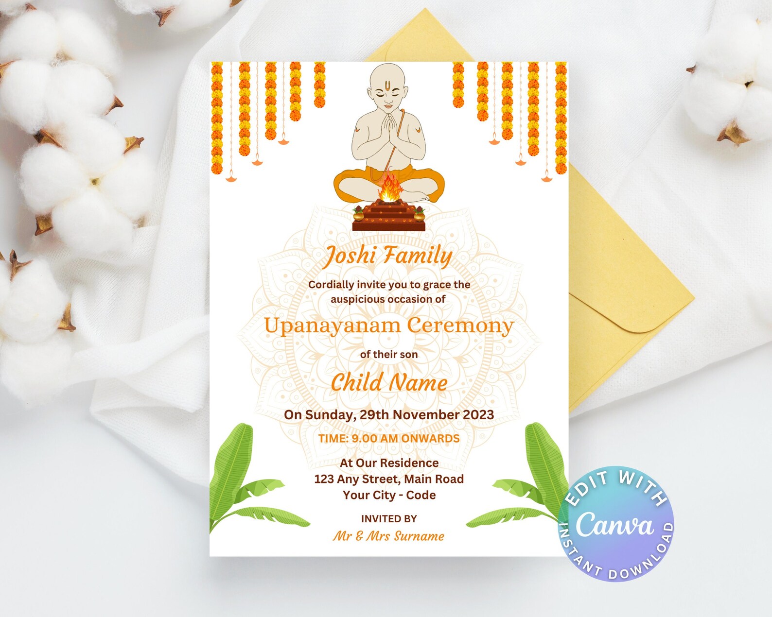 Upanayanam Ceremony Invitation as Thread Ceremony Upanayanam Etsy