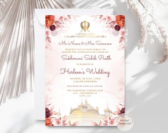 Floral Sukhmani Sahib Path Invitation: Sikh Path Invite (Digital Download)