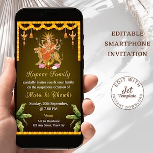 Mata ki Chowki Invitation: Editable Smartphone Invite (Digital Download)