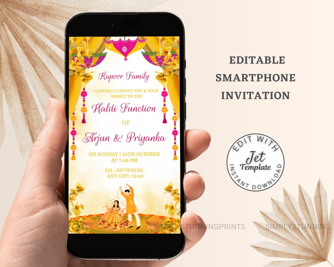 Indian Haldi Invitation Template | Pithi Invitation as Maiyan Invite | Electronic Haldi Night Invite | Couple Haldi Invite - Etsy Japan