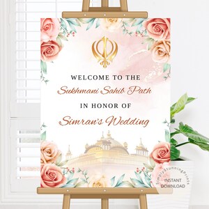Sukhmani Sahib Ji Path Welcome Sign | Sikh Wedding Welcome Sign ...