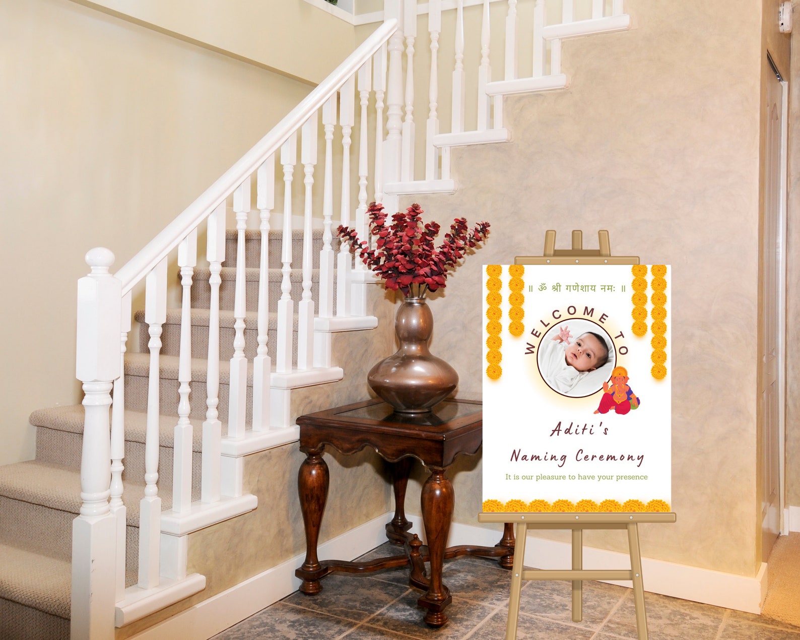 Editable Naming Ceremony Sign Naming Day Entry Sign Namakarana