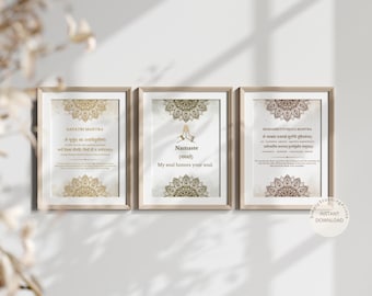 Mantra Prints Set: Gayatri, Namaste, Mahamrityunjaya (Digital Download)