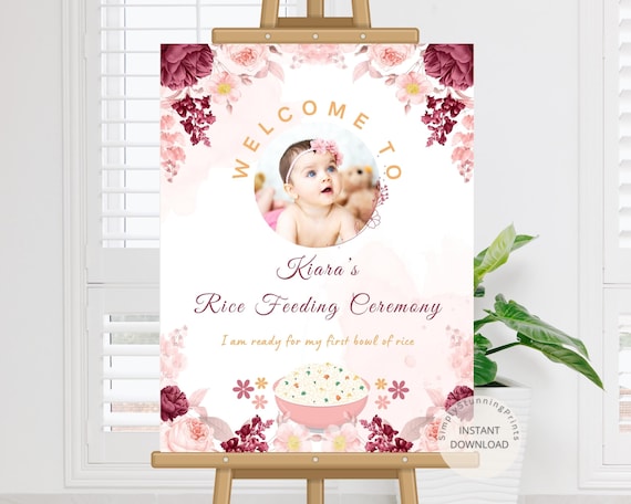Rice Feeding Ceremony Welcome Sign: Editable Annaprasan Poster (Digital Download)