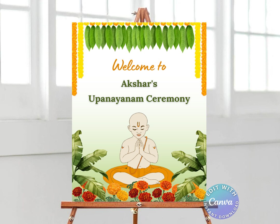 Upanayanam Sign as Thread Ceremony Upanayanam Invite Upanayanam Ceremony Sign Janeau
