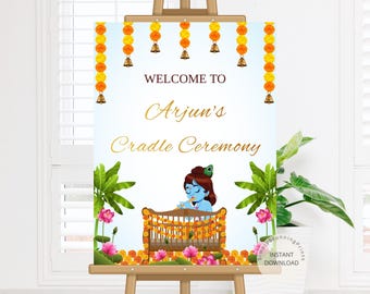 Editable Cradle Ceremony Welcome Sign | Naming Ceremony Entry Sign | Cradle Ceremony Decor | Printable Welcome Poster| DIGITAL