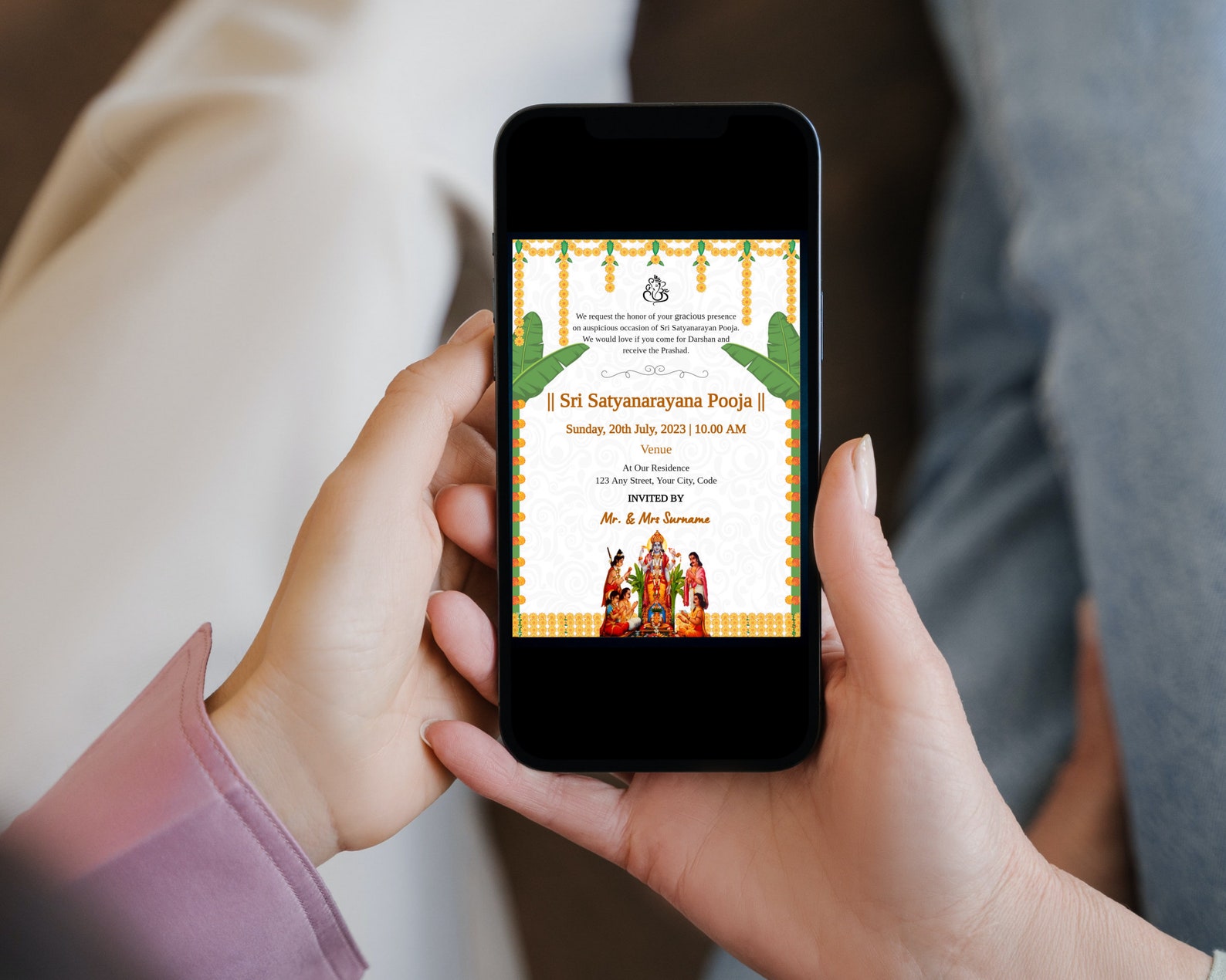 Buy Sri Satyanarayana Pooja Invitation Editable Satyanarayan Online in