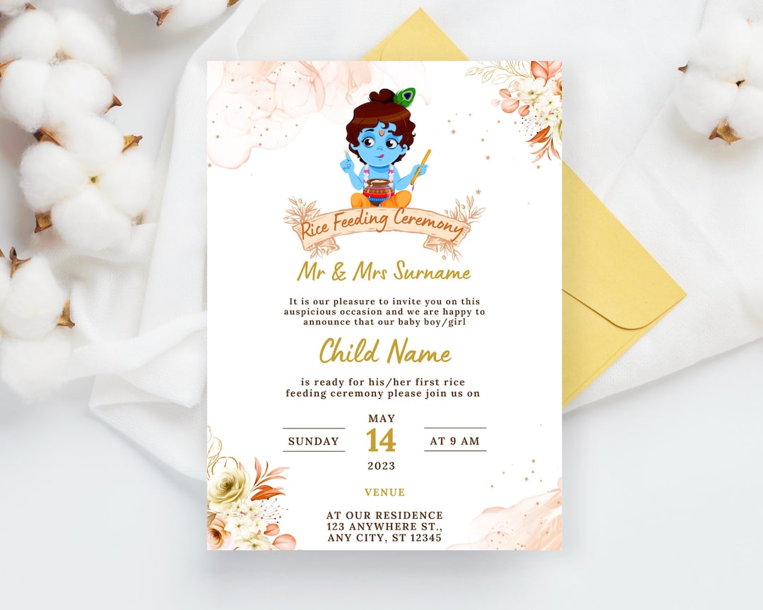 Rice Feeding Ceremony Invitation Card Annaprashan Ceremony Invite Rice Feeding Ceremony Invitation Card Annaprashan Ceremony Invite