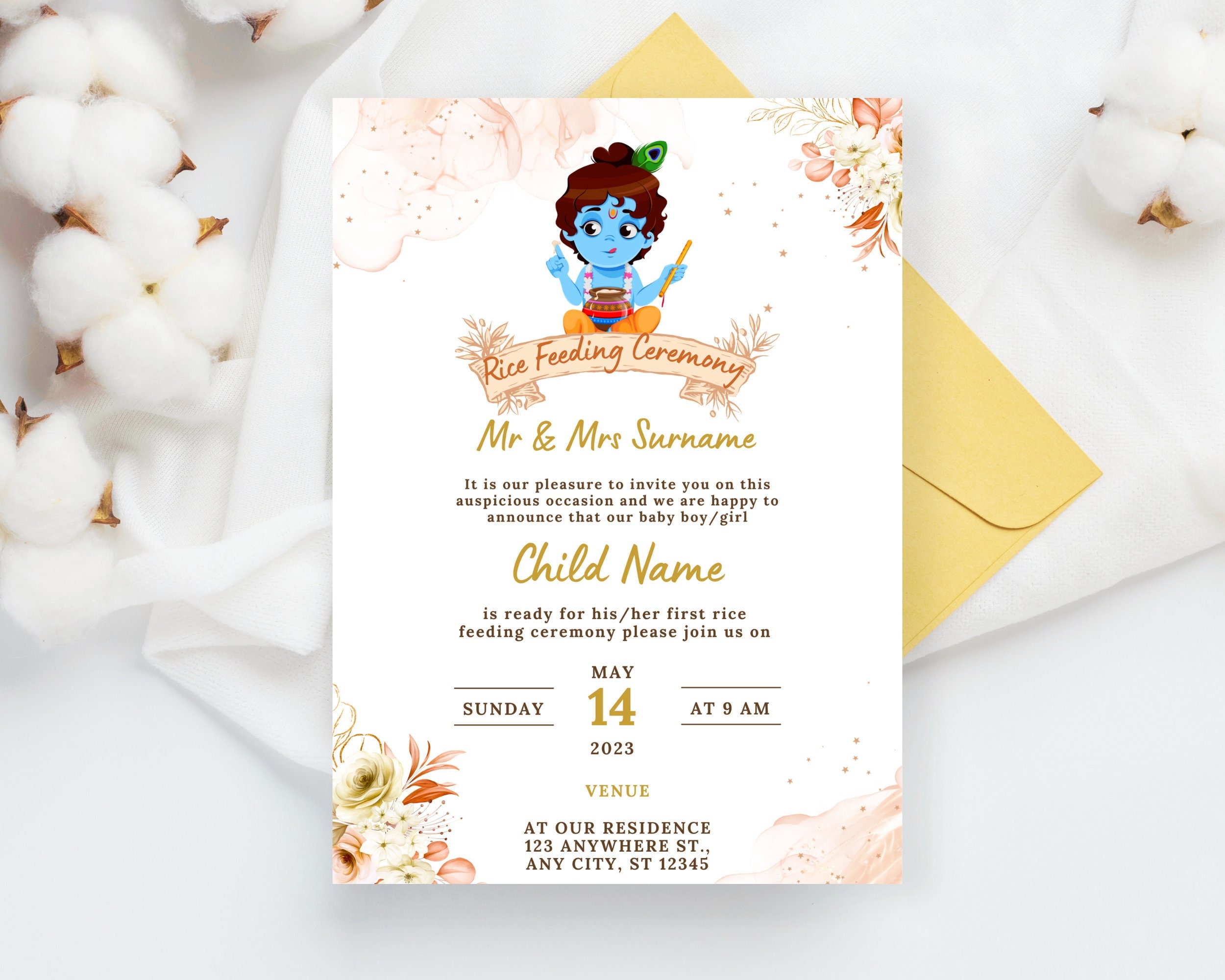 Rice Feeding Ceremony Invitation Card Annaprashan Ceremony Invite Rice Feeding Ceremony Invitation Card Annaprashan Ceremony Invite