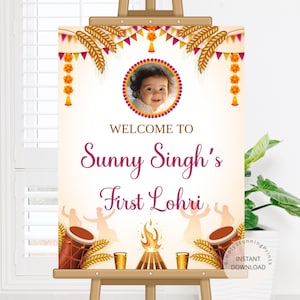 Editable First Lohri Welcome Sign: Lohri Party Poster (Digital Download)