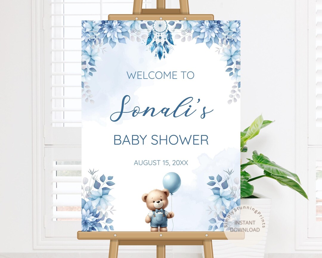 Blue Baby Shower Welcome Sign: Editable Template (digital Download) - Etsy