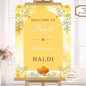 Haldi Ceremony Willkommensschild als Maiyan Zeichen | Haldi Eingang Dekoration Schild | Haldi Paar Poster | Willkommen bei Haldi Sign | DIGITALER DOWNLOAD