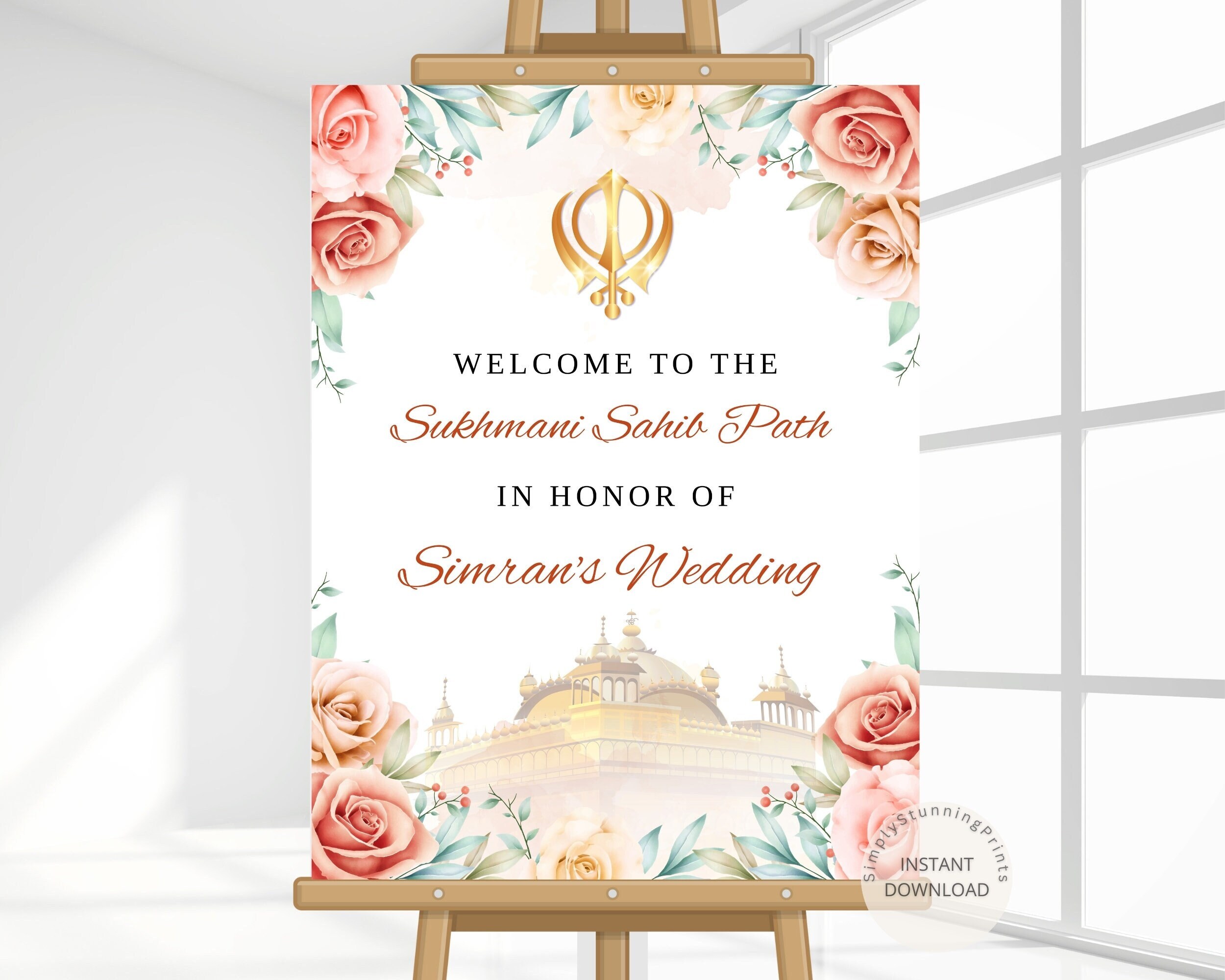 Sukhmani Sahib Ji Path Welcome Sign Sikh Wedding Welcome Sign Akhand ...
