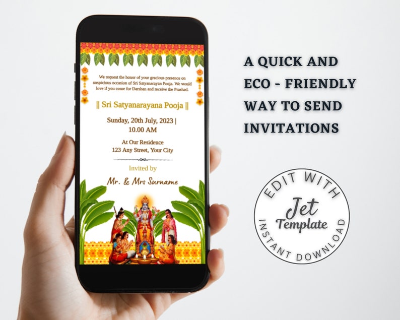 Sri Satyanarayana Pooja Invitation Editable Satyanarayan Katha Invite