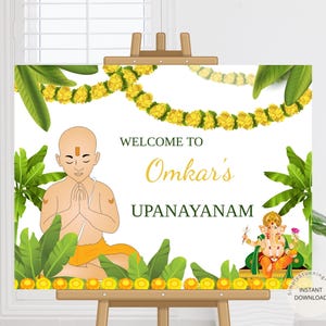 Editable Upanayanam Ceremony Welcome Sign | Thread Ceremony Sign  | Janoi Ceremony Sign | Upanayan Decoration Poster | DIGITAL DOWNLOAD