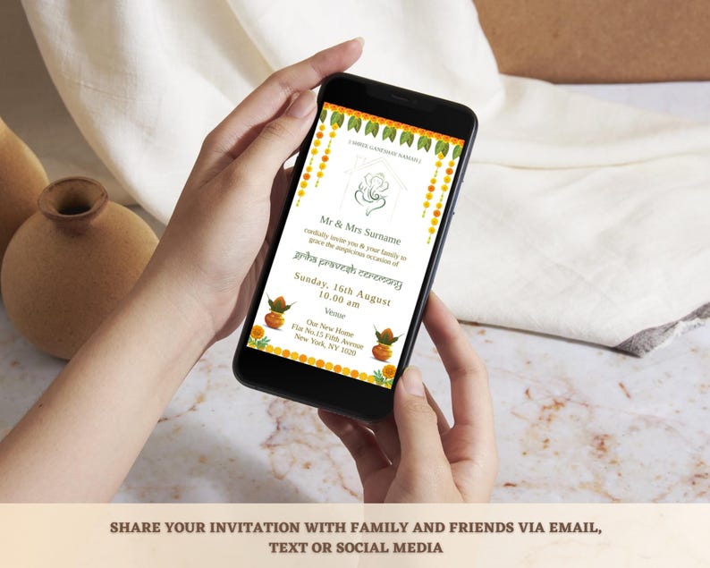 Traditional Griha Pravesh Invitation Card | Housewarming Ceremony Card ...