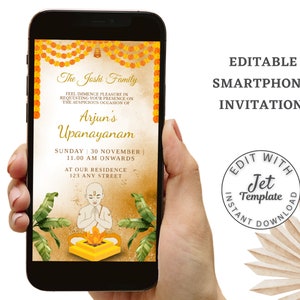Upanayanam Ceremony Invitation: Traditional Thread Ceremony, Digital Mobile Invite