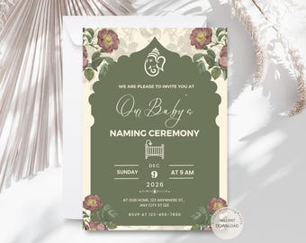 Indian Baby Naming Ceremony Invitation: Editable Template (Digital Download)