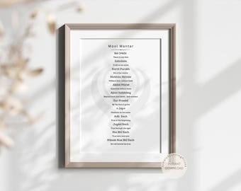 Impresión del significado de Mool Mantar: Decoración de pared con oración sij, decoración del hogar (descarga digital)