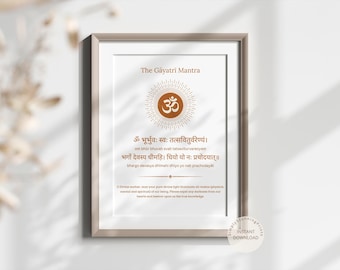Gayatri Mantra Print: Sanskrit & English Prayer Room Decor (Digital Download)