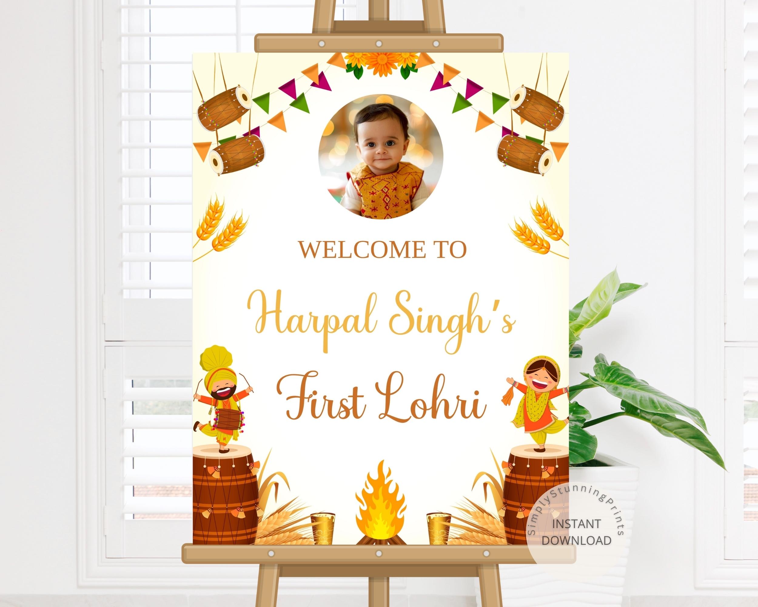 Lohri Celebration Welcome Sign | First Lohri Welcome Poster | Lohri Decoration Poster | Lohri Party Sign | Welcome to Our Lohri Banner