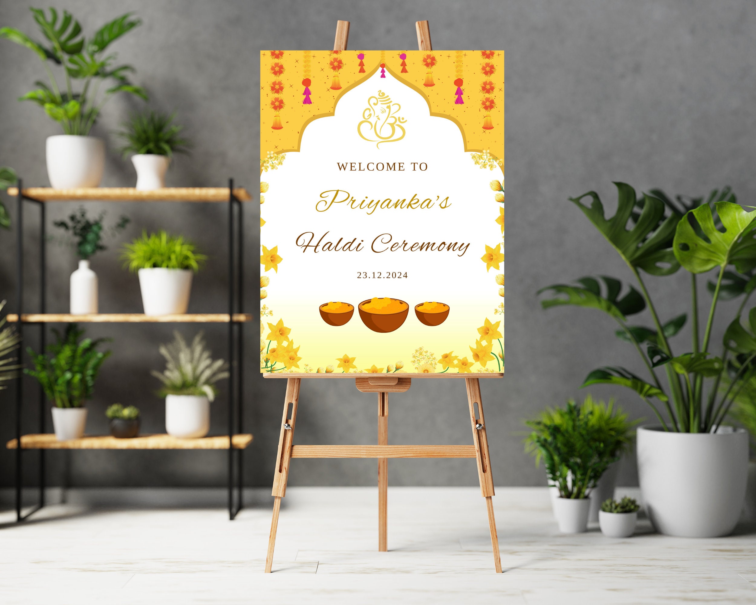 Haldi Ceremony Welcome Sign as Pithi Sign Indian Haldi Decor Wedding ...