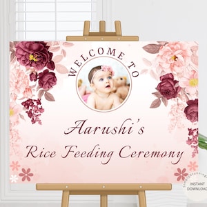 Rice Feeding Ceremony Welcome Sign: Editable Pasni Poster (Digital Download, 18x24 & 24x36)