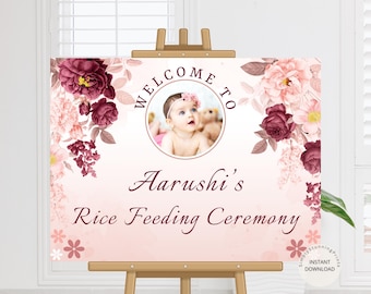 Rice Feeding Ceremony Welcome Sign: Editable Pasni Poster (Digital Download, 18x24 & 24x36)
